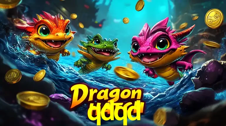 Arte promocional do jogo Dragon Hatch com três adoráveis dragões bebês nadando entre moedas de ouro, um dos slots mais divertidos para jogar no cassino qdqd.
